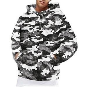 Sudadera con Capucha para Hombre, Estampado de Camuflaje, Oversize, Forro Polar, Informal, para Otoño, Corte Regular, con Bolsillo - Product Image 1