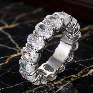 Anillo de Eternidad de Diamantes Cultivados en Laboratorio con Corte Ovalado de Lujo, Oro Blanco de 14K/18K, Anillo Completo para Boda o Aniversario, Joyería Fina para Mujer - Product Image 5