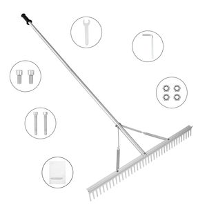 Rastrello per Paesaggistica in Alluminio da 36 Pollici con Manico Lungo 75 Pollici, Rastrello per Erbacce da Lago per la Cura del Prato e la Rimozione delle Erbacce, Punta in Acciaio per Dissodare il Terreno - Product Image 1