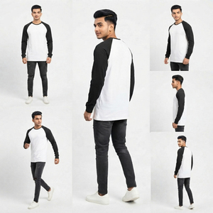 Oversize <b>Raglan</b> <b>T</b>-<b>Shirts</b> Men Drop Shoulder Long Sleeve Street Style 100% Cotton Jersey Blank Fully Customized Breathable Front - Product Image 6