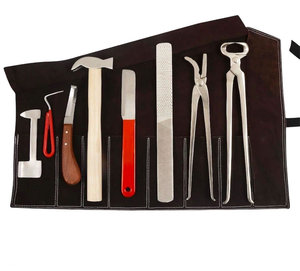Kit d'outils de ferrage 8 pièces, étui en cuir, ensemble de soins des sabots, cadeau pour ferrageur - Product Image 1