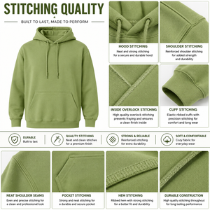 Casual Pullover <b>Hoodie</b> with Kangaroo Pocket Long Sleeve Top Men's Solid Green Hooded Sweatshirt For Men - Product Image 6