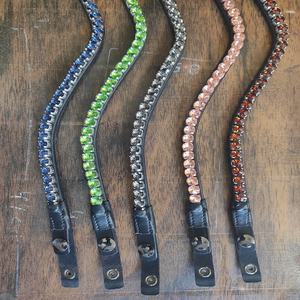 Banda Frontal para Caballo de Cristal Personalizable de Alta Calidad, Cuero Negro Marrón, Estilo Ecuestre Occidental, Cómoda y Elegante para Carreras y Equitación - Product Image 5