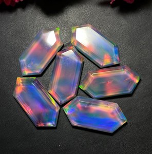 Oparex Opale Nébuleuse Aura, doublet synthétique de laboratoire, taille hexagonale, à changement de couleur feu arc-en-ciel, pierre libre pour bijoux - Product Image 4