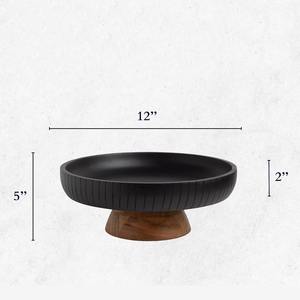 Cuenco de madera estilo antiguo apto para alimentos, ideal para ensaladas de frutas, patatas fritas, alimentos secos, o como cuenco decorativo para mesa de centro o exhibición en la cocina. - Product Image 4