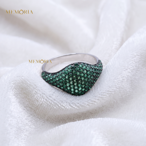 Handmade 925 Sterling <b>Silver</b> Vintage <b>Ring</b> for Women Designer Green <b>Cubic</b> Zircon Claw Setting for Certified for Weddings - Product Image 2