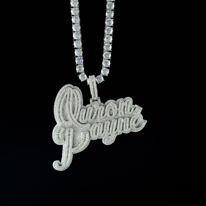Colgante Personalizado con Nombre en Diamantes Moissanite VVS para Hombre, Chapado en Plata y Oro de 10K/14K, Joyería con Letras - Product Image 4