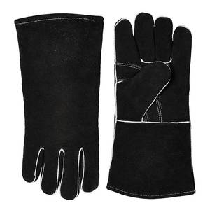 Gants de sécurité en cuir, longueur poignet, thermiques, non doublés, noirs, unis, pour usage extérieur en hiver - Product Image 1