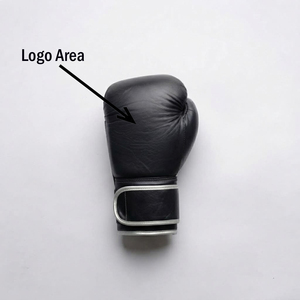 Gants de boxe en cuir véritable noir et argent pour adultes, personnalisables avec logo, modèle Yamu YM-BG-65, avec fermeture auto-agrippante et sangle de poignet respirante et réglable, vente en gros - Product Image 2
