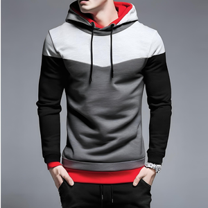 Sweat-shirt à capuche pour homme à manches régulières en tricot brodé, sweat-shirt décontracté personnalisé - Product Image 4