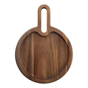 Tabla para Pizza Redonda de Madera Natural Ecológica con Asa, Pulida, para Servir Pizza en Restaurantes y Mesas de Cocina Domésticas - Product Image 2