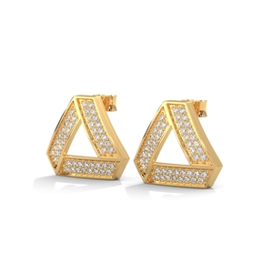 Pendientes de Diamantes Triangulares en Tono Dorado, Pendientes Geométricos con Pavé para Mujer, Joyería para Fiestas - Product Image 2