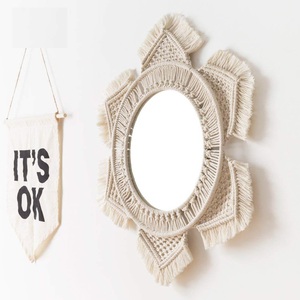 Customized Design Modern Luxury Round <b>Art</b> Bedroom Bathroom Decorative Hang Wall <b>Macrame</b> Mirror - Product Image 1