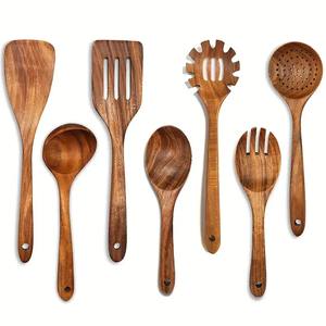 Ustensiles de cuisine professionnels, spatules en bois pour remuer, retourner, retourner les aliments, les meilleurs ustensiles de cuisine en bois. - Product Image 1