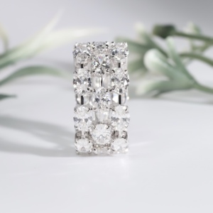 Anillo de Eternidad de Lujo Vintage con Tres Hileras de Diamantes Ovalados Cultivados en Laboratorio, Anillos de Boda Anchos de Oro Blanco para Mujer, Regalo de Compromiso - Product Image 4