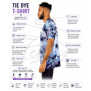 T-shirt unisexe pour homme, imprimé numérique tie-dye, col rond, manches courtes, respirant, séchage rapide, 100% fibre de bambou, deux couleurs - Product Image 4
