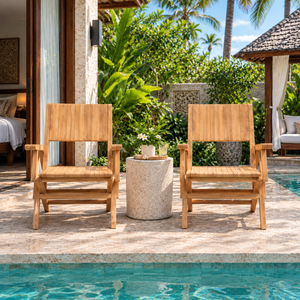 Chaise de jardin pliante en bois avec accoudoirs, siège de relaxation, imperméable, pour extérieur, patio, bord de piscine - Product Image 3