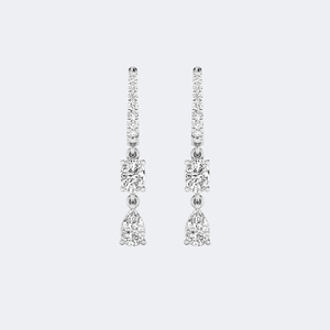 ต่างหูเพชรทรงหยดน้ำแบบ Huggie Linear ประดับเพชรแบบ Mix Cut น้ำหนักรวม 1.40 กะรัต - Product Image 2