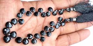ลูกปัดพลอยสปิเนลสีดำธรรมชาติทรงหัวใจเหลี่ยมเพชรพลอย ร้อยเป็นเส้น สำหรับทำเครื่องประดับ ขายส่ง - Product Image 6