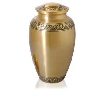 Urne funéraire élégante en métal gravé, artisanale, en laiton noir et or, pour cendres humaines adultes, prix le plus bas - Product Image 2