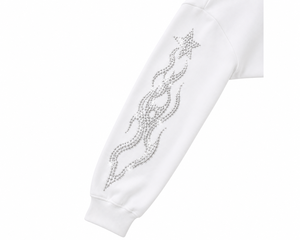 Sudadera con capucha de forro polar para hombre, estilo urbano de invierno, extragrande, de punto grueso, poliéster/algodón, con cremallera, pedrería, transpirable, degradado - Product Image 3