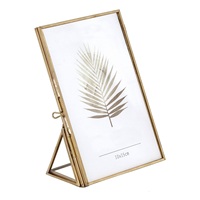 Cadre photo rectangulaire en laiton antique de qualité supérieure, logo personnalisé, cadre photo en verre écologique, affichage horizontal sur table, décoration