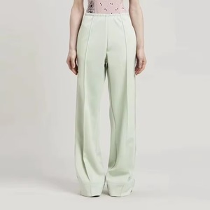 Pantalones de gimnasio de otoño para mujer al por mayor, holgados, de pierna ancha, a la moda, casuales, tipo cargo, talla XL, con frente plano, largos, con cordón, teñido liso - Product Image 2