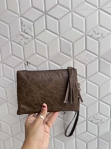 Western Real Cowhide Leather Wristlet Clutch <b>Purse</b> Pouch Wallet Brown color Wristlet <b>Small</b> Pouch Stylish Patches Wallets - Product Image 3