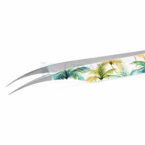แหนบต่อขนตาสแตนเลสอย่างดี ลายต้นปาล์มฤดูร้อน ปลายแหลมตรงสำหรับต่อขนตา - Product Image 3