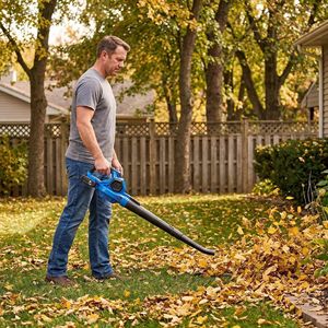 Souffleur de feuilles électrique sans fil 20V avec chargeur de batterie, 2 vitesses, pour l'entretien des pelouses au printemps et le nettoyage des feuilles - Product Image 4