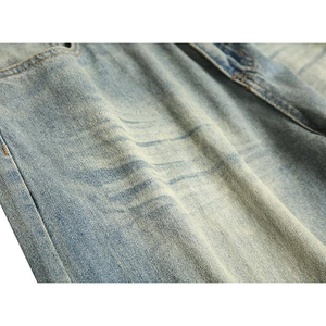 Jeans en denim ample à jambes larges pour hommes, noir délavé, style streetwear surdimensionné et baggy - Product Image 6