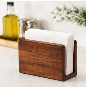 Wooden Napkin Holder Mixed Hardwood Striped Design Tissue <b>Paper</b> Stand For <b>Kitchen</b> Dining Table - Product Image 2