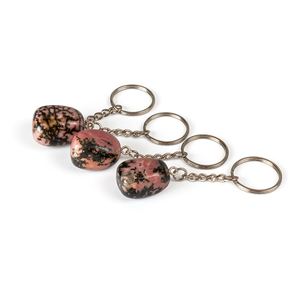 Porte-clés en cristal de rhodonite de haute qualité, pierre naturelle polie, cadeaux pour femmes, vente en gros - Product Image 2