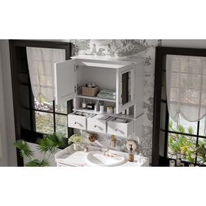 Armadietto a Specchio da Bagno 4-in-1 da 24 Pollici, Montaggio a Parete, Alta Definizione, con Cassetti Organizzatori e Ganci - Product Image 4