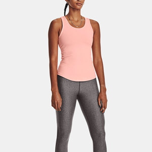 Camiseta sin mangas de punto acanalado rosa para mujer, transpirable, deportiva, de poliéster y elastano, de longitud regular, color liso - Product Image 6