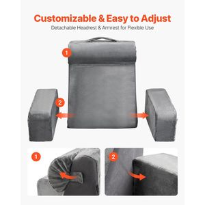 หมอนอ่านหนังสือและพักผ่อนบนเตียงขนาดใหญ่ พร้อมพนักพิงศีรษะแบบถอดได้ ฟองน้ำ 25D รองรับหลัง 3 ช่องเพื่อความสะดวกสบาย - Product Image 4