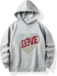 Sweat-shirt à capuche unisexe noir avec motif cœur en strass, vêtement décontracté d'automne, coupe classique, pull en tricot - Product Image 4