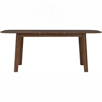 Table à manger extensible Nesthouz Premium, style mid-century moderne, en noyer, 6-8 places, base en bois de caoutchouc massif, pour usage hôtelier, livraison immédiate