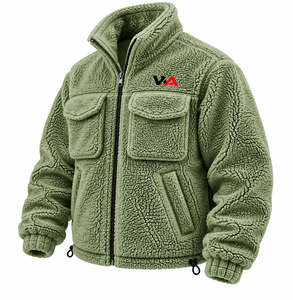 2026 Best Selling <b>Men's</b> Green <b>Fleece</b> Jacket Stand Collar Zipper Closure <b>Sherpa</b> Lining Winter Wear With Front Pockets Regular Fit - Product Image 5