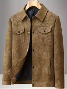 Veste décontractée d'hiver pour homme, fermeture éclair sur le devant, poche poitrine, réversible, coupe-vent, motif, lavable en machine, vêtement de travail semi-formel - Product Image 4