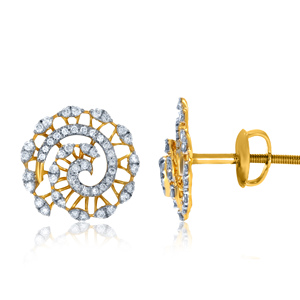 Luxury Two Tone Gold and <b>Silver</b> Spiral Floral Statement Ring with Sparkling CZ Pavé Stones and Intricate Openwork Design - Product Image 3
