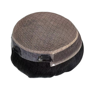 Taz Hair BD Peluca de Cabello Humano con Encaje Frontal para Hombres, Cabello Remy Indio, Ondas de Agua, con Parches Centrales - Product Image 1