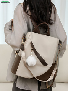 Sac à dos de voyage pour femme, nouvelle collection printemps, en PU souple et durable, grande capacité, avec ceinture à coussin d'air, double usage, sac d'école à bandoulière, fermeture éclair - Product Image 5