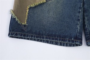 Pantalones Cortos de Mezclilla Holgados para Hombre, Estilo Urbano, con Bordado y Parches, 100% Algodón, Cintura Elástica, Tela Cómoda, 220g - Product Image 4