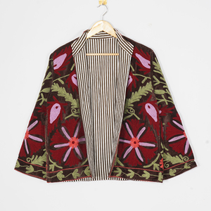 Chaqueta Reversible de Terciopelo para Mujer, Bordada con Diseño Suzani, Estilo Boho, Floral, Hecha a Mano, Étnica, para Invierno, Otoño y Verano - Product Image 3