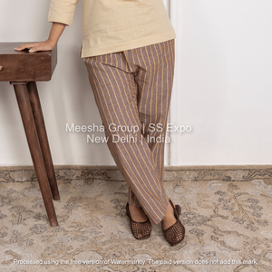 Pantalon décontracté uni en coton, coupe droite, taille élastique, respirant, confortable, pour la détente, pyjama, été, usage quotidien, pour femmes - Product Image 3