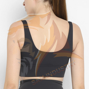 Ensemble de yoga pour femmes avec logo personnalisé, en spandex/polyester, sans manches, séchage rapide, respirant, motif uni - Product Image 5