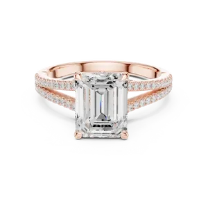 Bague de fiançailles en diamant de laboratoire taille émeraude 2,5 carats certifiée IGI, or massif 18 carats, VVS E-F, micro-pavé, anneau fin à branches séparées - Product Image 5