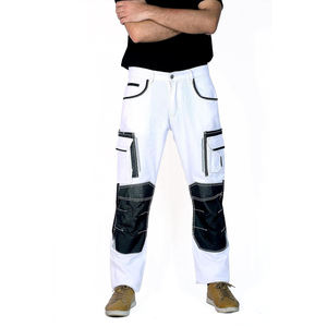 Pantalon de travail de sécurité bleu haute visibilité en coton multi-poches imperméable et respirant pour travaux de construction et extérieur unisexe - Product Image 5