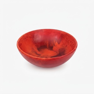Bol à salade en résine époxy orange tourbillonnée fait main, finition polie de luxe, pour la vaisselle d'hôtel et la restauration de buffets de fête - Product Image 1